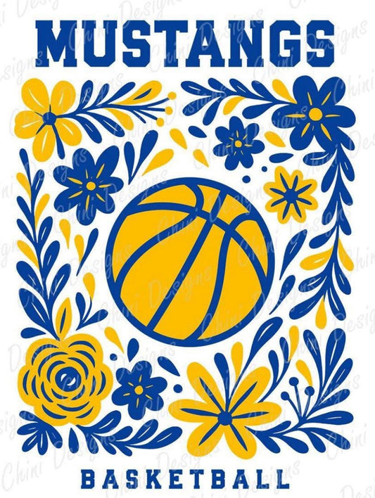 Mustangs Floral Basketball